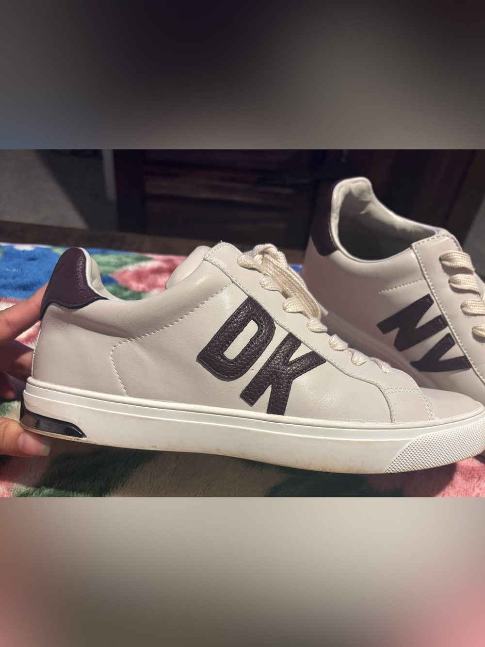 DKNY Leather Low-Top Sneakers with Black Insole